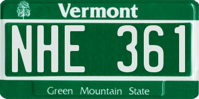 VT license plate NHE361