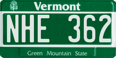 VT license plate NHE362