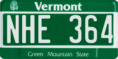 VT license plate NHE364