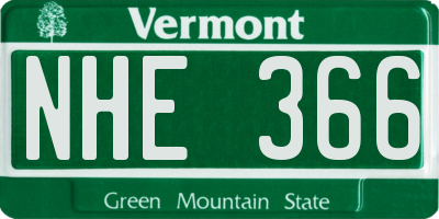 VT license plate NHE366