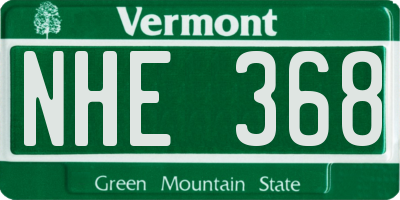 VT license plate NHE368