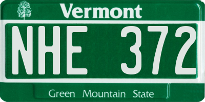 VT license plate NHE372