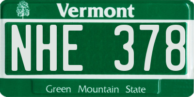 VT license plate NHE378