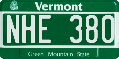 VT license plate NHE380