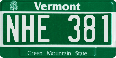 VT license plate NHE381