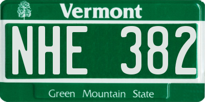 VT license plate NHE382
