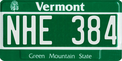 VT license plate NHE384