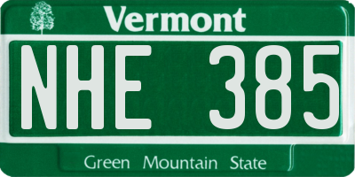 VT license plate NHE385