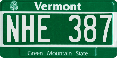 VT license plate NHE387