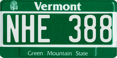 VT license plate NHE388