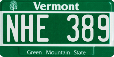 VT license plate NHE389