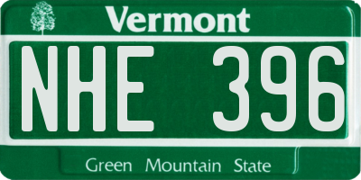 VT license plate NHE396