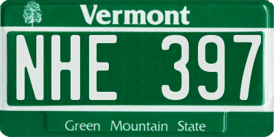 VT license plate NHE397