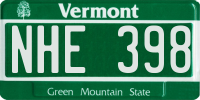 VT license plate NHE398