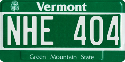 VT license plate NHE404
