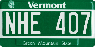 VT license plate NHE407