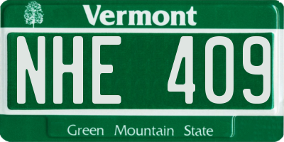 VT license plate NHE409