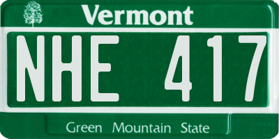 VT license plate NHE417