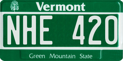 VT license plate NHE420