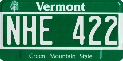 VT license plate NHE422