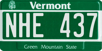 VT license plate NHE437