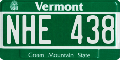 VT license plate NHE438