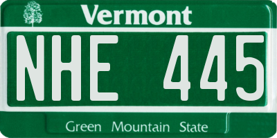 VT license plate NHE445