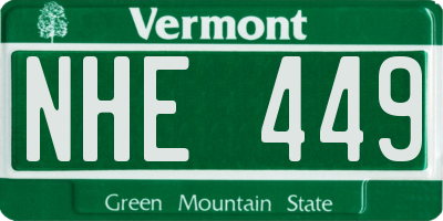 VT license plate NHE449