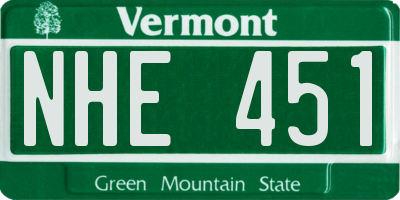 VT license plate NHE451