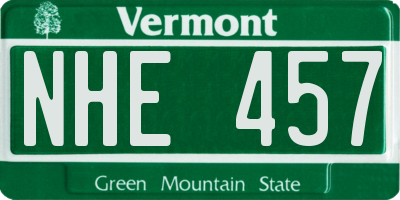 VT license plate NHE457