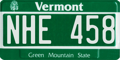 VT license plate NHE458