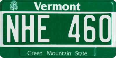 VT license plate NHE460