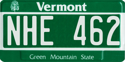 VT license plate NHE462