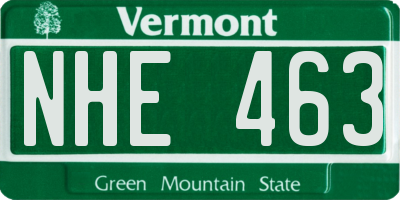 VT license plate NHE463