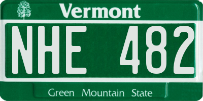 VT license plate NHE482