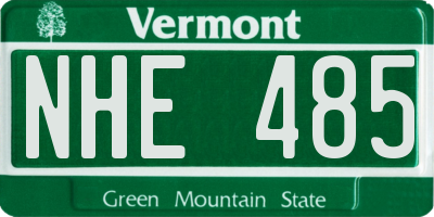 VT license plate NHE485