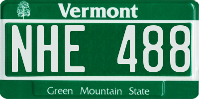 VT license plate NHE488