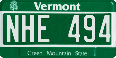 VT license plate NHE494