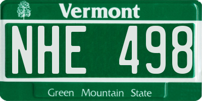 VT license plate NHE498