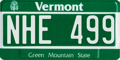 VT license plate NHE499