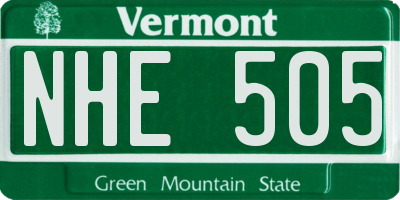 VT license plate NHE505