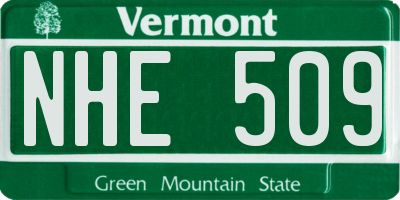 VT license plate NHE509
