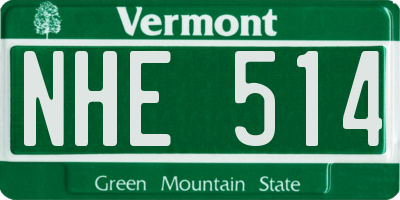 VT license plate NHE514