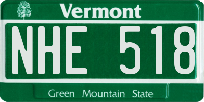 VT license plate NHE518