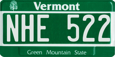 VT license plate NHE522