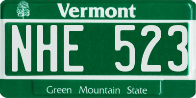 VT license plate NHE523