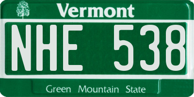 VT license plate NHE538