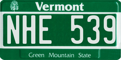 VT license plate NHE539