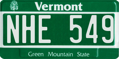 VT license plate NHE549