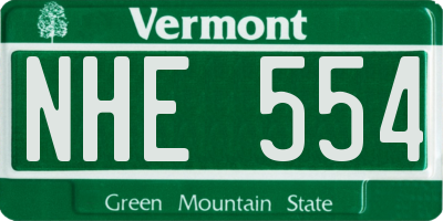 VT license plate NHE554